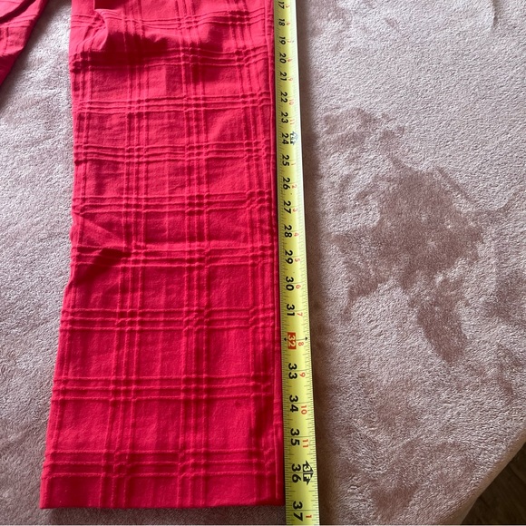 Anthropologie Essential Slim Jacquard Ankle Pants Trousers Red Size 6 - Picture 11 of 15